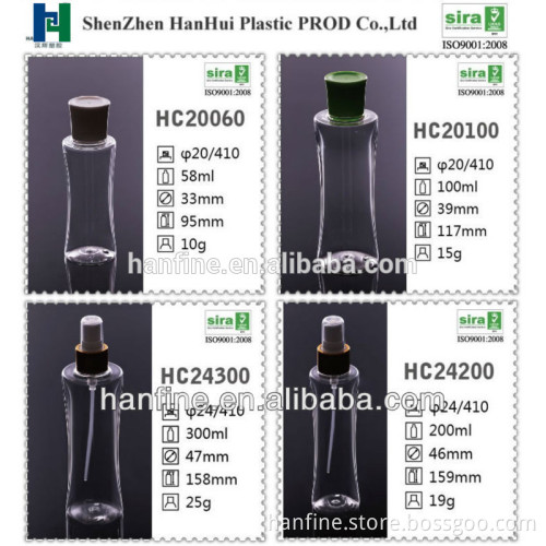 2016 Hot selling PET bottle with screw cap/pump100m-300mll/OEM is welcome